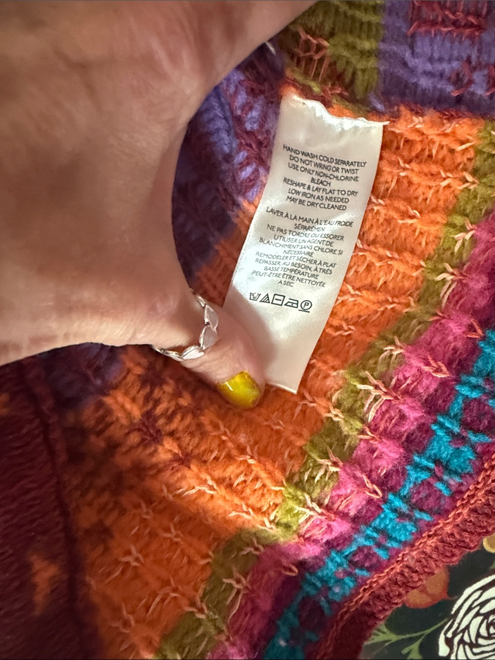 Free People Multicolor Fair Isle Crewneck Sweater - Orange, Pink, Purple, Green - Picture 3 of 5